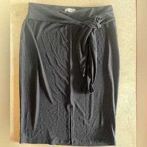 Black Slit Pencil Skirt with Wrap Belt